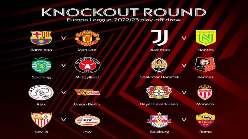Lịch thi đấu vòng knock-out playoff Europa League 2022/23